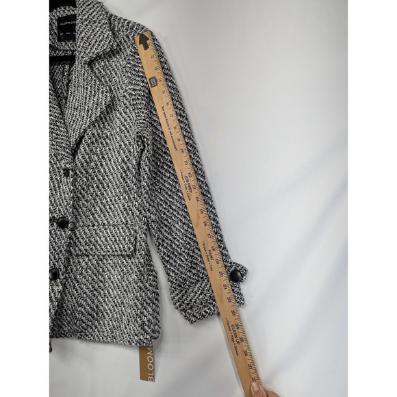 Bloomchic Black White Herringbone Double Breasted Blazer Jacket Coat US 10 - Picture 7 of 10